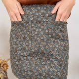 City Strolling Denim Floral Mini Skirt