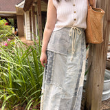 Piece by Piece Patchwork Denim Skirt