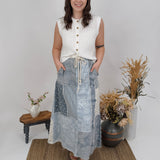 Piece by Piece Patchwork Denim Skirt