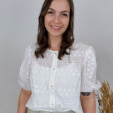 Nancy Eyelet Button Up Top