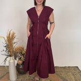 Dawn V-Neck Front Zipper Midi Dress