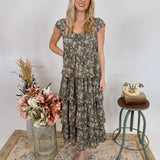 Cadence Floral Tiered Midi Dress