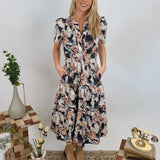 Julianne Floral Pintuck Midi Dress