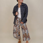 Fair Season Pant in cream and navy bandana patchwork print — Paper Doll