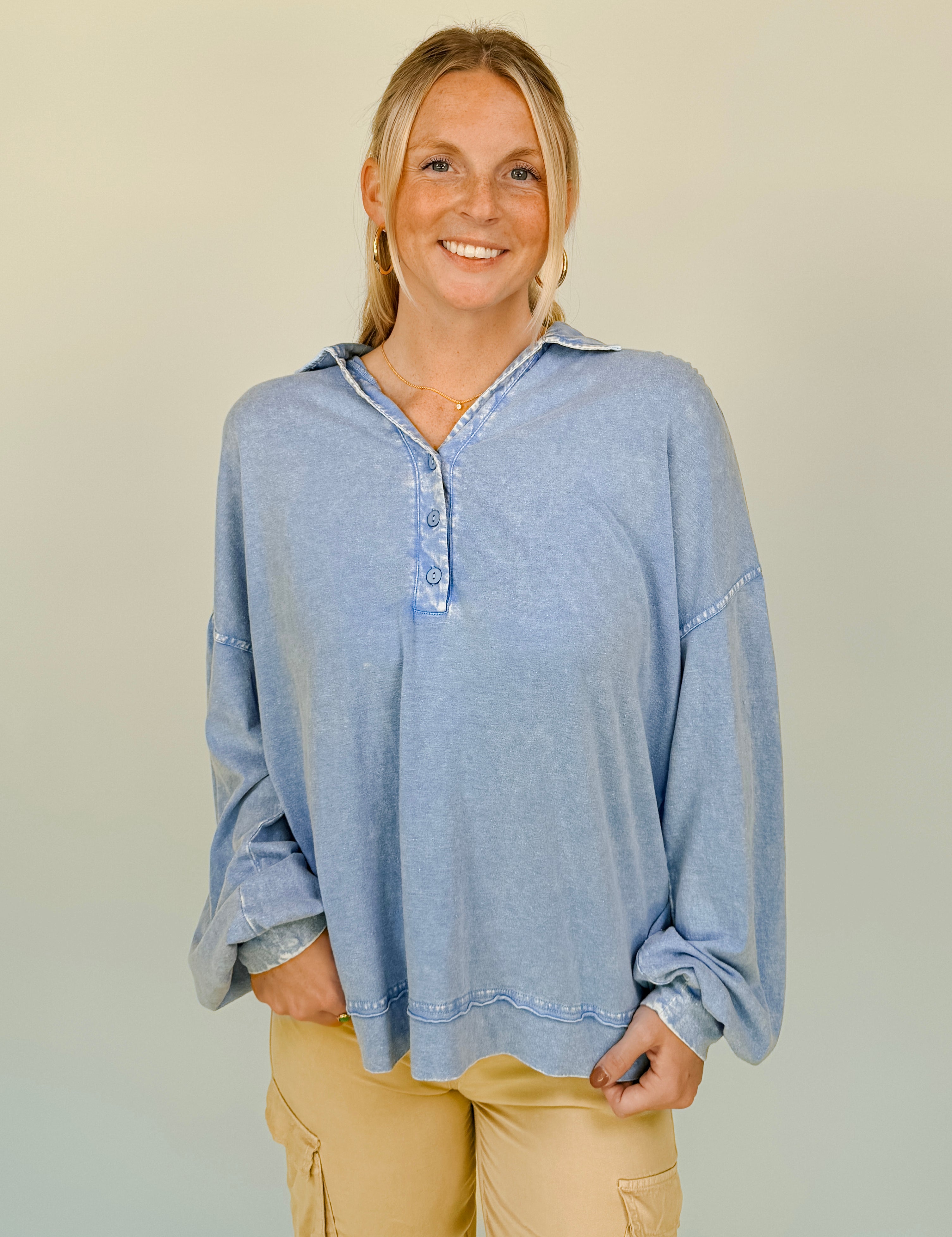 Lennox Mineral Washed Long Sleeve Knit Top