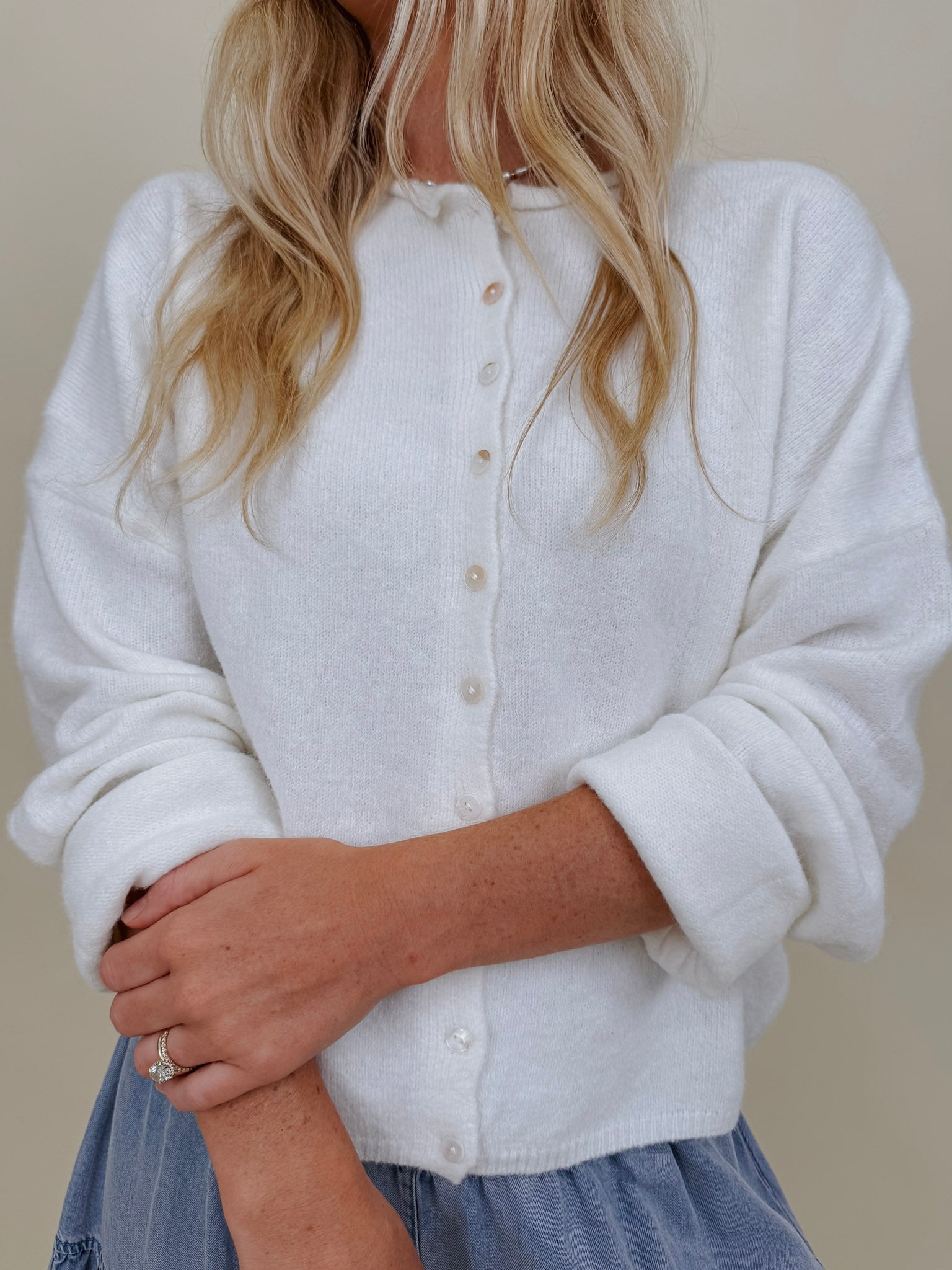 Della Super Soft Button Up Knit Sweater with a button front — Paper Doll