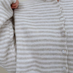 Heartstrings Tugged Striped Cardigan in oatmeal and cream stripes with a button front — Paper Doll
