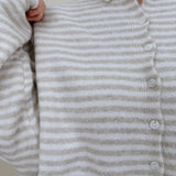Heartstrings Tugged Striped Cardigan in oatmeal and cream stripes with a button front — Paper Doll
