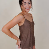 Rhinestud Blouse in mocha mesh with scattered rhinestones — Paper Doll