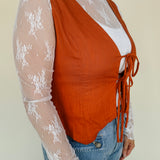 Cosie Mock Neck Lace Top