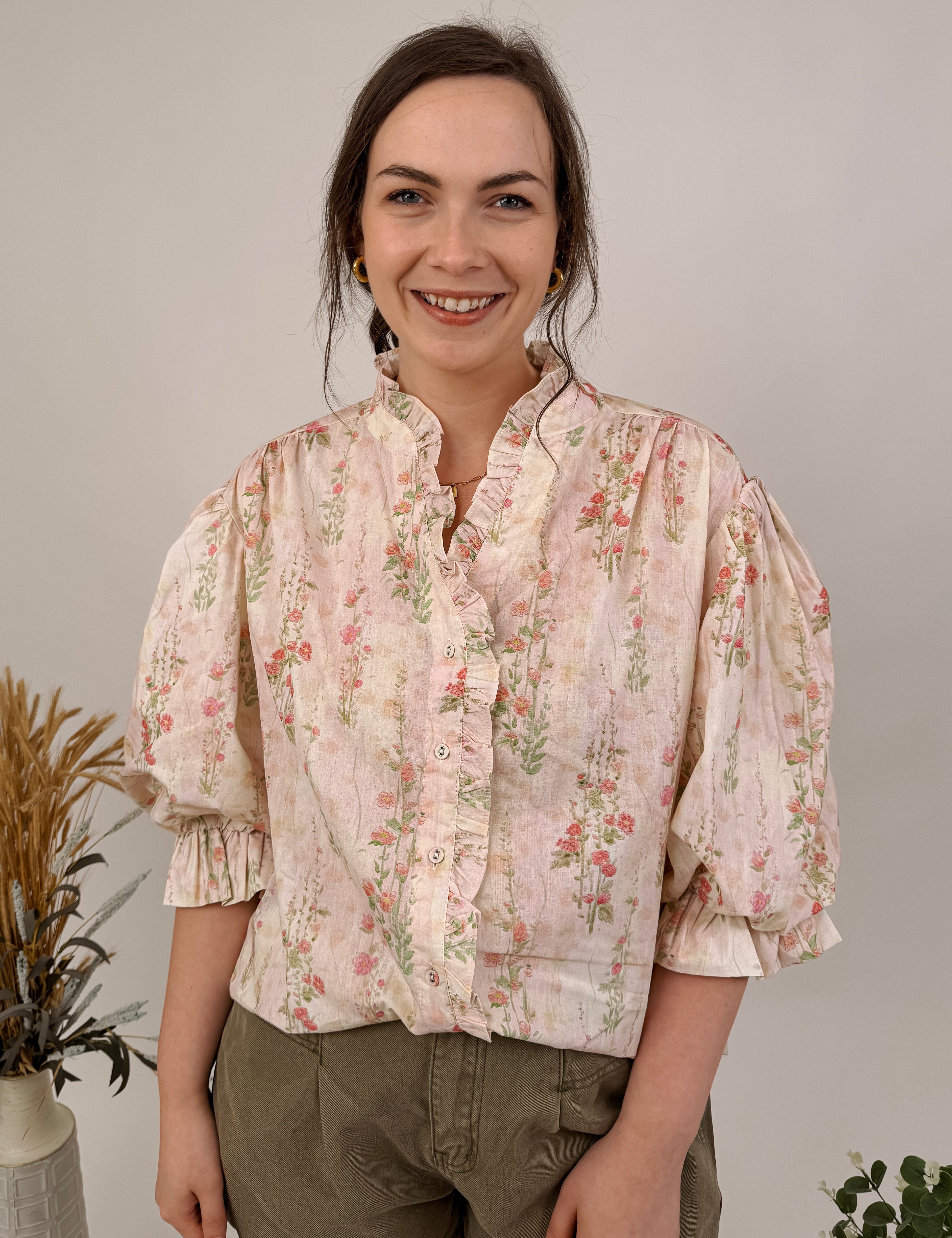 Dew Tell Floral Button Up Top