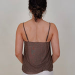 Rhinestud Blouse in mocha mesh with scattered rhinestones — Paper Doll