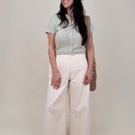 Halo Wide Leg Pant in french vanilla with oversized patch pockets and wide leg silhouette — Paper Doll