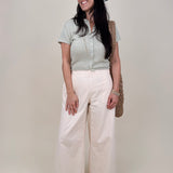 Halo Wide Leg Pant in french vanilla with oversized patch pockets and wide leg silhouette — Paper Doll