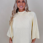 Long Island Sweater in butter yellow with ribbed mock neck and wide sleeves — Paper Doll