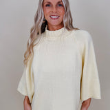 Long Island Sweater in butter yellow with ribbed mock neck and wide sleeves — Paper Doll