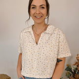 Flourish Daily Floral Denim Boxy Top