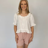 Nevaeh Ruffle Buff Sleeve Blouse