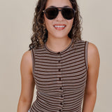 Carson Striped Button Up Tank