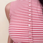 Hartley Striped Tank & Pant Set in pink and red stripe with button up front top and drawstring waist — Paper Doll