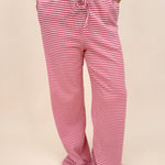 Hartley Striped Tank & Pant Set in pink and red stripe with button up front top and drawstring waist — Paper Doll
