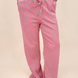 Hartley Striped Tank & Pant Set in pink and red stripe with button up front top and drawstring waist — Paper Doll