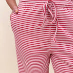 Hartley Striped Tank & Pant Set in pink and red stripe with button up front top and drawstring waist — Paper Doll