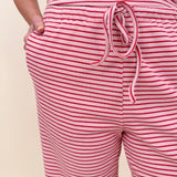 Hartley Striped Tank & Pant Set in pink and red stripe with button up front top and drawstring waist — Paper Doll