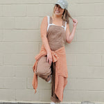Merritt Oversized Button Up Top in rust micro-check with a collared button front — Paper Doll
