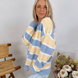 Vivianna Striped Fuzzy Knit Sweater