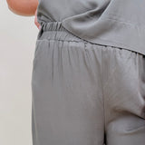 Betty Boxy Top & Wide Leg Pant Set in olive with cap sleeves and a flowing wide leg — Paper Doll
