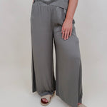 Betty Boxy Top & Wide Leg Pant Set in olive with cap sleeves and a flowing wide leg — Paper Doll

