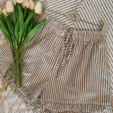 Kimberly Striped Cotton Ruffle Shorts