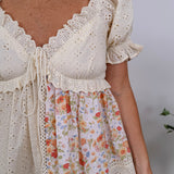 Honey Puff Patchwork Mini Dress