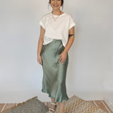 Surrendered Heart Satin Midi Skirt