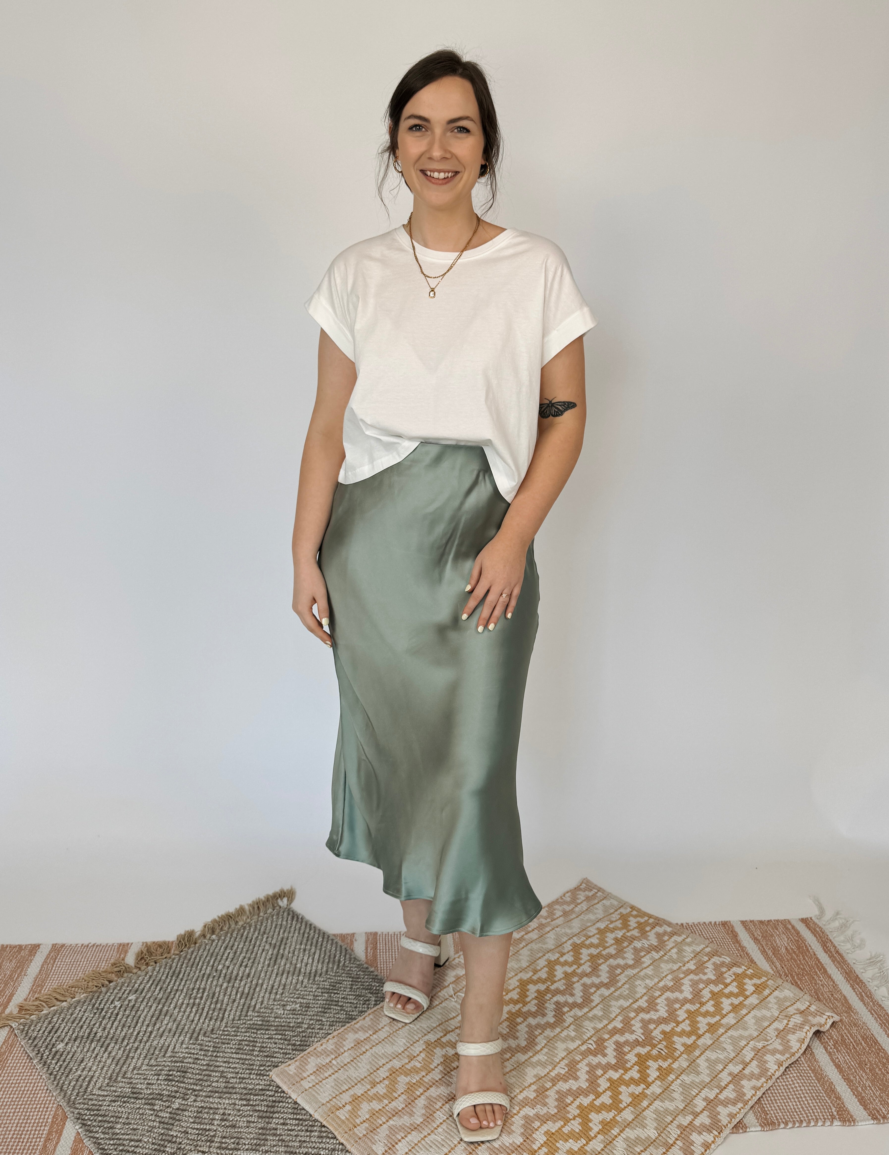 Surrendered Heart Satin Midi Skirt