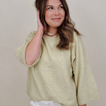 Chrisley Oversized Sweater in lemon-green with dropped shoulders and elbow sleeves — Paper Doll
