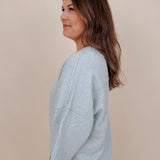Chrisley Oversized Sweater in sage with dropped shoulders and elbow sleeves — Paper Doll
