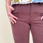 Beatrice Wide Leg Pant in chocolate brown with front seam detail and wide leg silhouette — Paper Doll