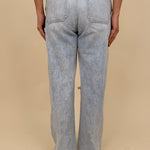 Christina Jeans in light acid wash with wide leg silhouette and distressed knee cutouts — Paper Doll