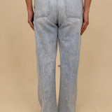 Christina Jeans in light acid wash with wide leg silhouette and distressed knee cutouts — Paper Doll