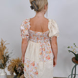 Honey Puff Patchwork Mini Dress