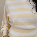 Rendi Sweater Top in light yellow stripe with boat neck and dolman sleeves — Paper Doll