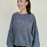 Maeve Bubble Sleeve Mineral Wash Sweatshirt