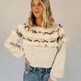 Lila Embroidered Ruffle Sweater