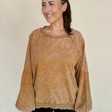 Maeve Bubble Sleeve Mineral Wash Sweatshirt