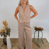 Ayla Striped Vest & Wide Leg Pant Set