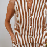Ayla Striped Vest & Wide Leg Pant Set