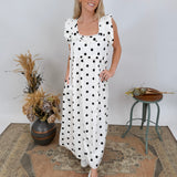 Dot Darling Ruffle Midi Dress