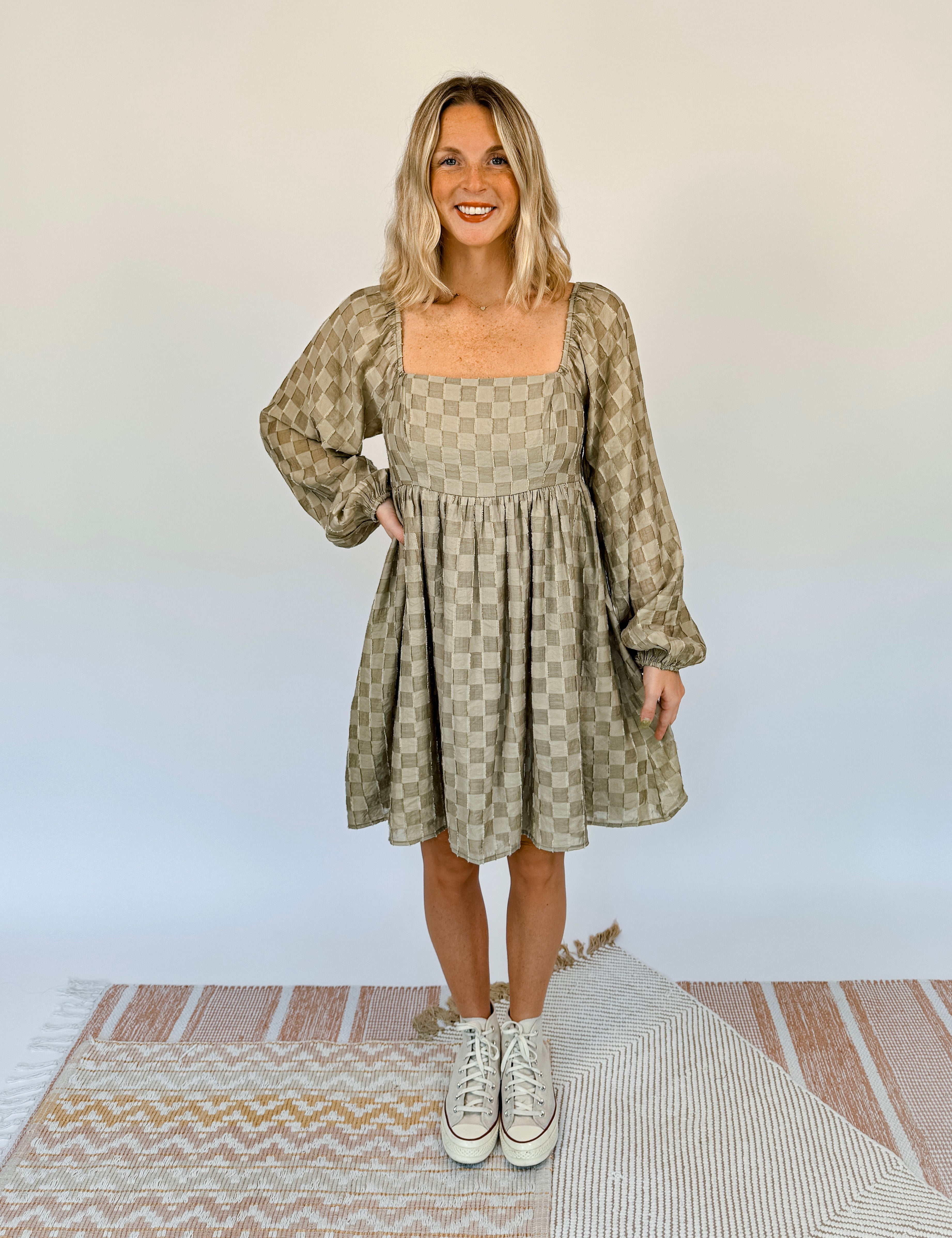 Elianna Check Longsleeve Dress